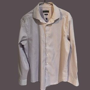 Calvin Klein Men 16 32/33  Purple Non Iron Slim Fit Long Sleeve Dress Shirt